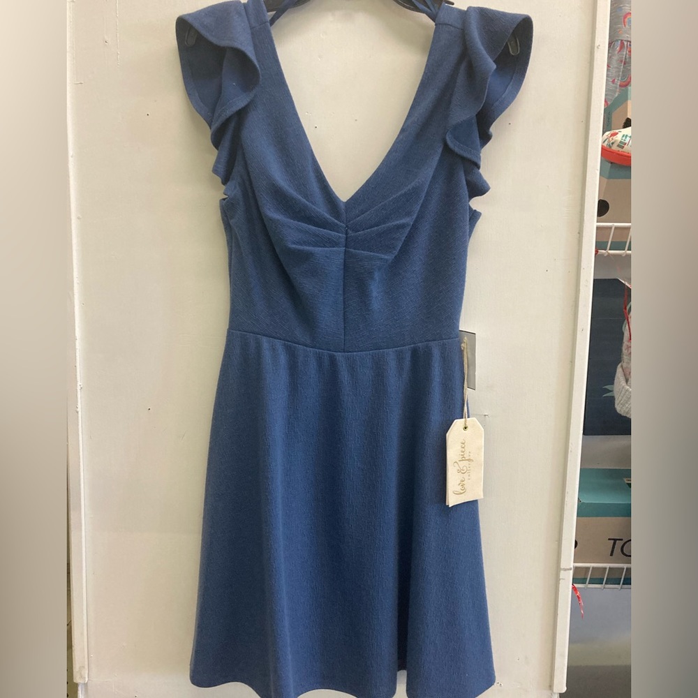blue backless dress
